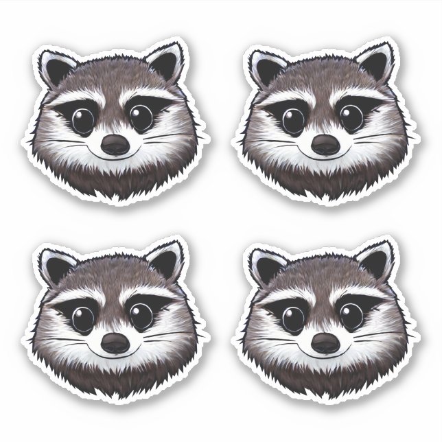 Sticker classique rond Raccoon (Devant)
