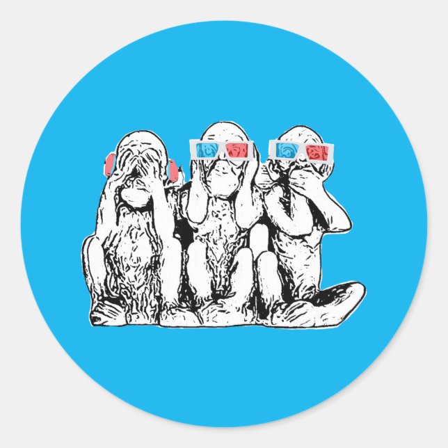 Sticker Classique Trois Singes Sages (Devant)