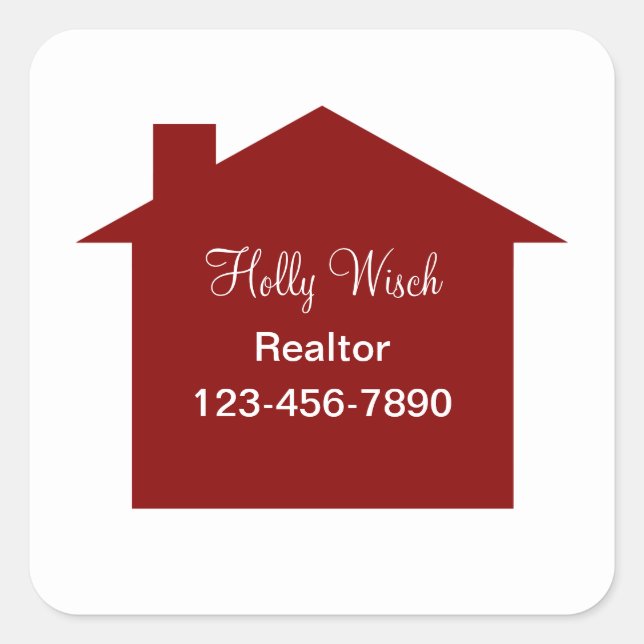 Sticker Classy Red House Symbol Realtor Étiquette (Devant)