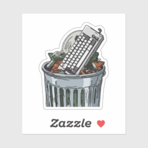 Sticker Clavier sur poubelle
