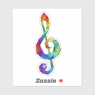Sticker Clé de musique arc-en-ciel