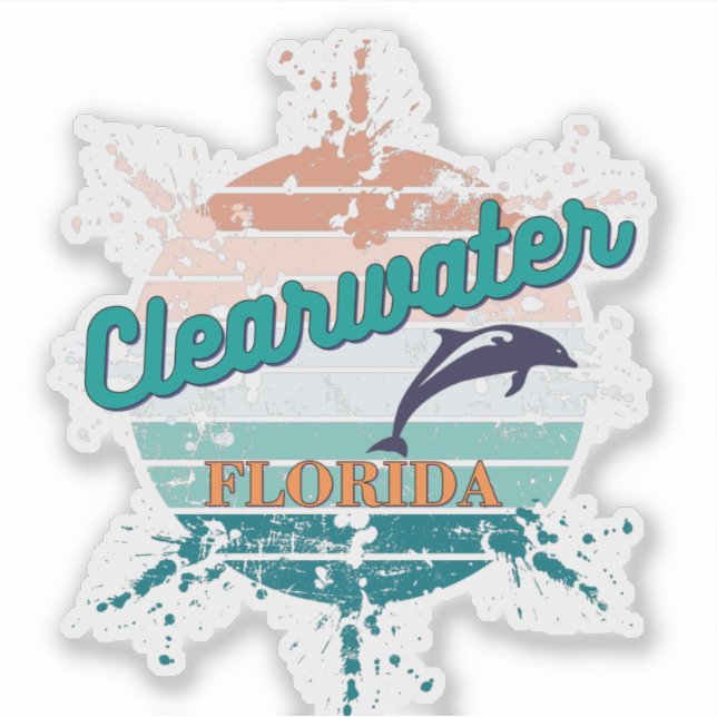 Sticker Clearwater Florida Retro Vintage Explosion coucher (Devant)