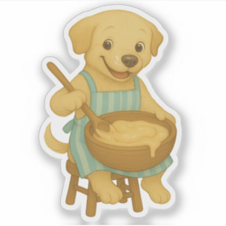 Sticker Clipart de chien de Cuisine confortable - Joyeux L