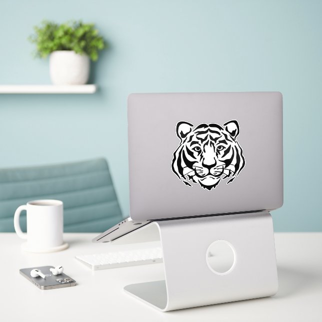 Sticker Clipart de tigre (Ordinateur portable sur le bureau)