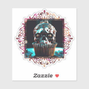 Sticker Clocage Crâne Cupcake