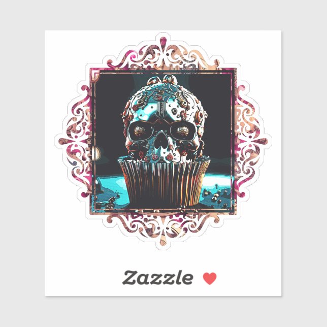 Sticker Clocage Crâne Cupcake (Feuille)