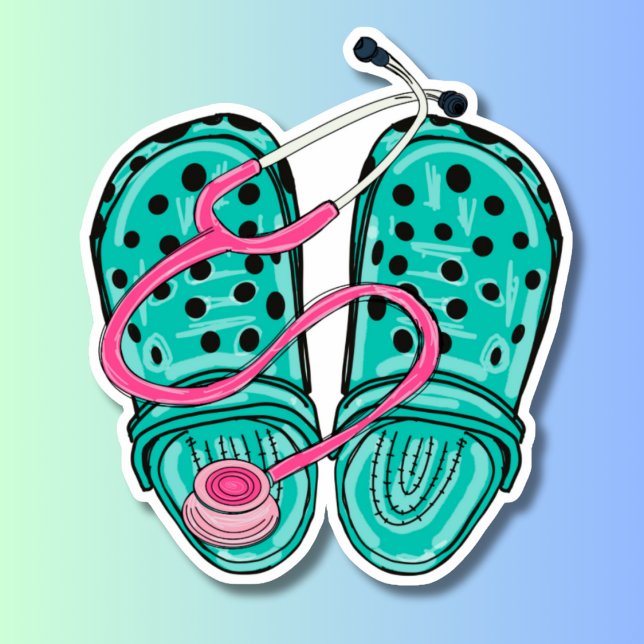 Sticker Clogs de soins infirmiers en caoutchouc et stéthos (Créateur téléchargé)