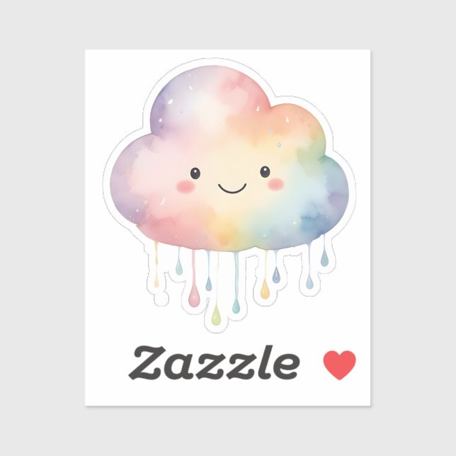 Sticker Cloud Arc-en-ciel Kawaii (Feuille)