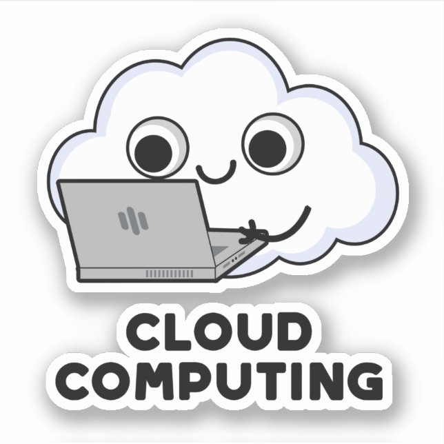 Sticker Cloud Computing Funny Ordinateur Météo Pun (Devant)