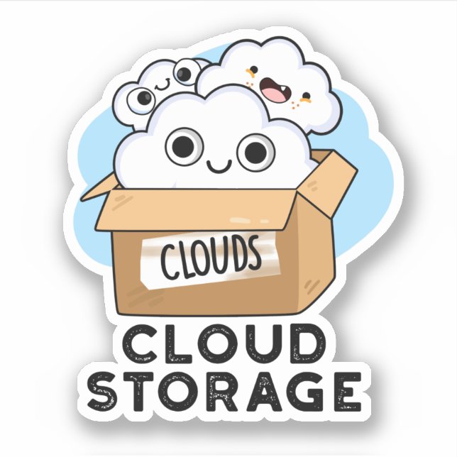 Sticker Cloud Storage Funny Weather Technology Pun (Devant)