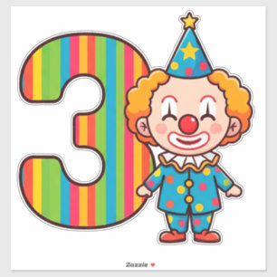 Sticker Clown Coloré Avec Numéro Arc-en-Ciel