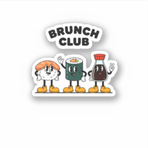 Sticker Club Brunch Sushi Rétro & Sauce Soja Cartoon Amusa