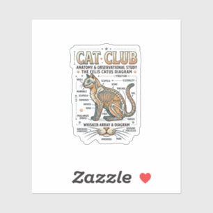 Sticker Club Chat Anatomie du Chat Diagramme Scientifique
