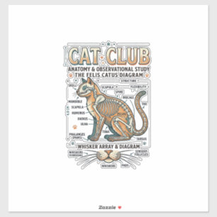 Sticker Club Chat Anatomie du Chat Diagramme Scientifique 