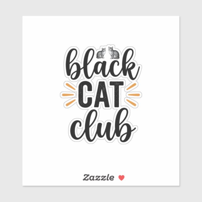 Sticker Club Chat Noir Design Vector Amateur de Chat Vinta (Feuille)