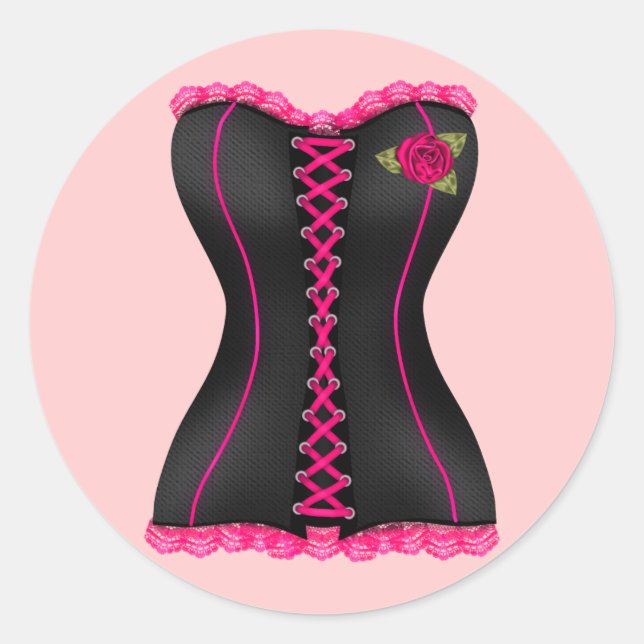 Sticker Club Corset Rose Noir (Devant)