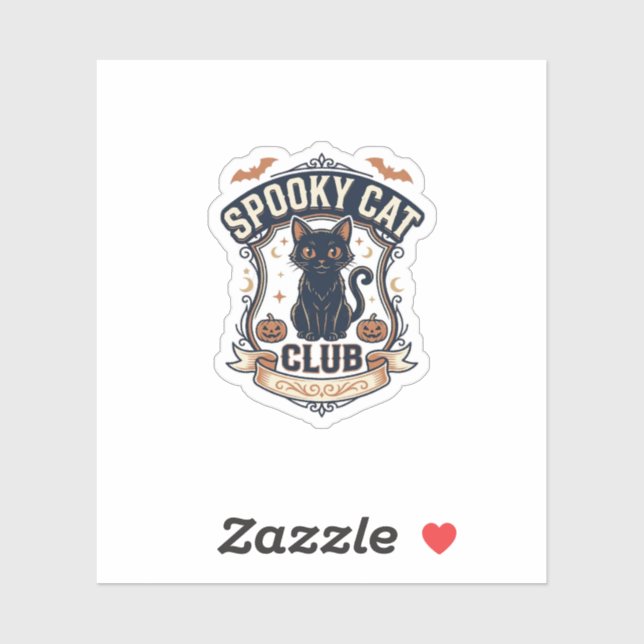 Sticker Club de Chat Effrayant Chat Halloween Chat Effraya (Feuille)