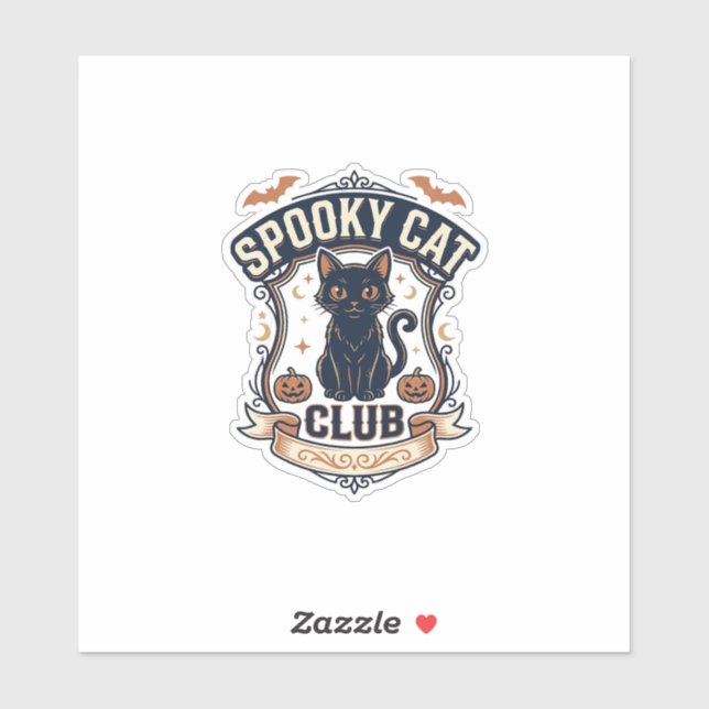 Sticker Club de chat effrayant Chat Halloween Chat effraya (Feuille)