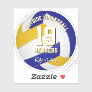 Sticker club de volley-ball en or bleu couleurs nom de l'a