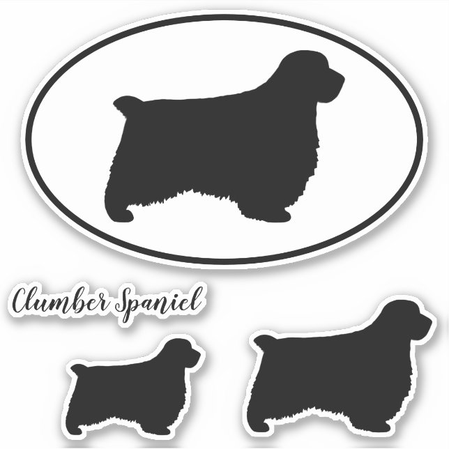 Sticker Clumber Spaniel Chien Silhouettes Ensemble de stic (Devant)