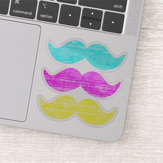 Sticker CMY Mustaches (style presse-lettres) (Détail)