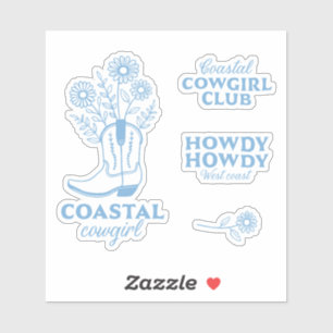 Sticker Coastal cowgirl esthétique bleu floral pack