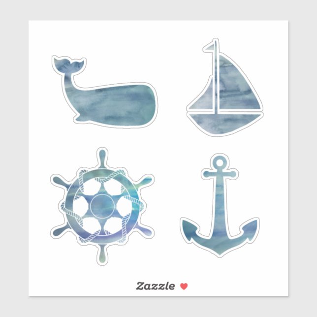 Sticker Coastal Graphics Whale Painting Nautical (Feuille)