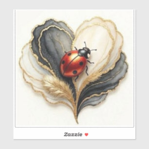 Sticker Coccinelle Cocardane Feuille de cœur