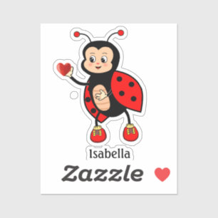 Sticker Coccinelle mignonne et cœur 