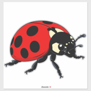 Sticker Coccinelle rouge de dessin animé personnage insect
