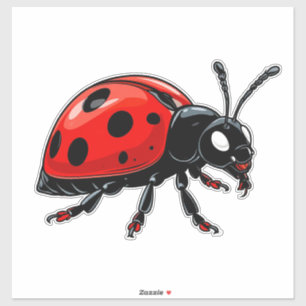 Sticker Coccinelle rouge dessin animé personnage insecte m