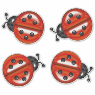 Sticker Coccinelles mignonnes noires rouges
