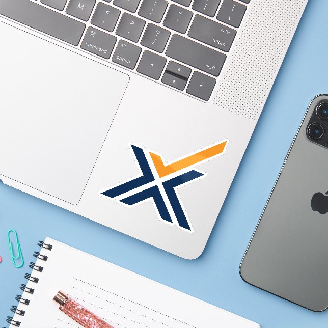 Sticker Coche Lettre X Monogramme (Ordinateur portable avec iPhone)