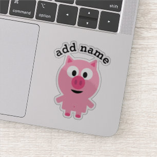 Sticker Cochon de ferme de dessin mignon avec nom personna