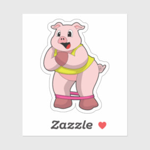 Sticker Cochon de fitness avec bande de caoutchouc