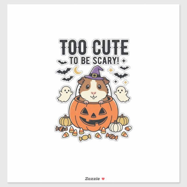 Sticker Cochon d'Inde d'Halloween Trop Mignon Pour Être Ef (Feuille)