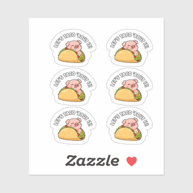 Sticker Cochon Mignon dans un Taco Drôle de Pun Design d'H (Feuille)