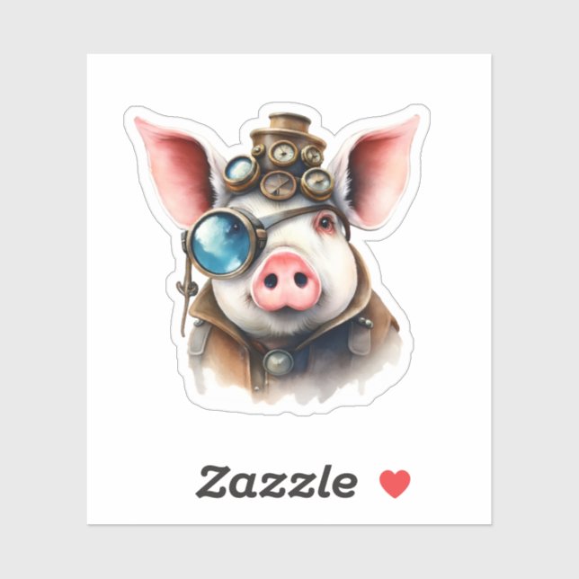Sticker Cochon Steampunk (Feuille)