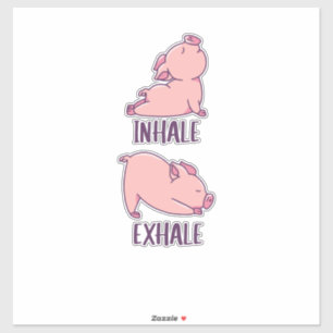 Sticker Cochon Yoga Cute Pigs Doing Sport inhale exhale