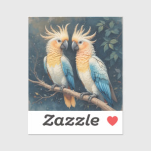 Sticker Cockatoo Parrot Couple