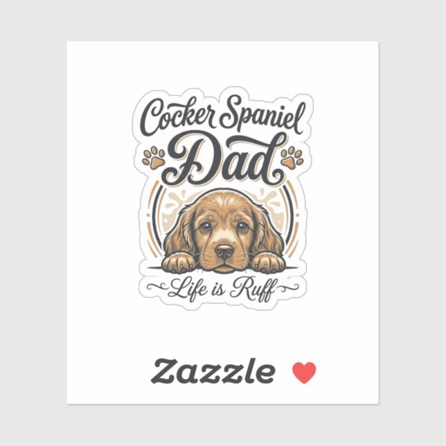Sticker Cocker Spaniel Dad Life Is Ruff Vintage Dog Shirt_ (Feuille)