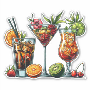 Sticker Cocktail alcoolique Boissons couleurs illustration