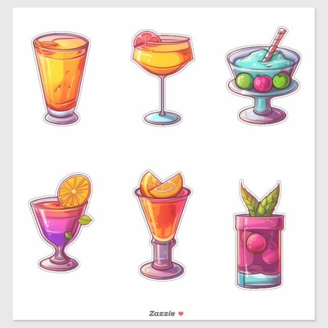 Sticker Cocktails été - Set 1 - (Feuille)