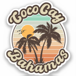 Sticker Coco Cay Bahamas Retro Sunset Souvenirs 60s