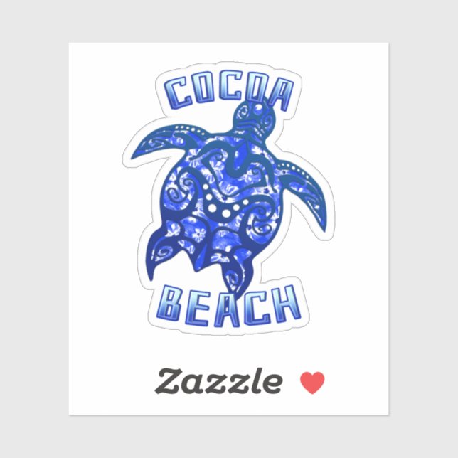 Sticker Cocoa Beach Floride Vacances Tortue Tribale (Feuille)