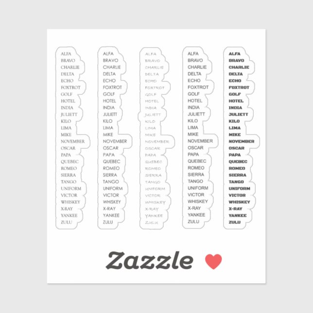 Sticker Code alphabet militaire (Feuille)