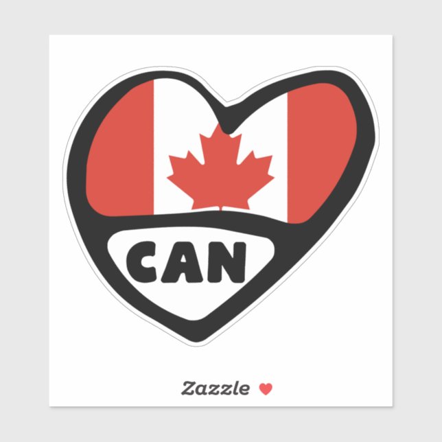 Sticker Code pays du Canada Coeur du drapeau, CAN (Feuille)