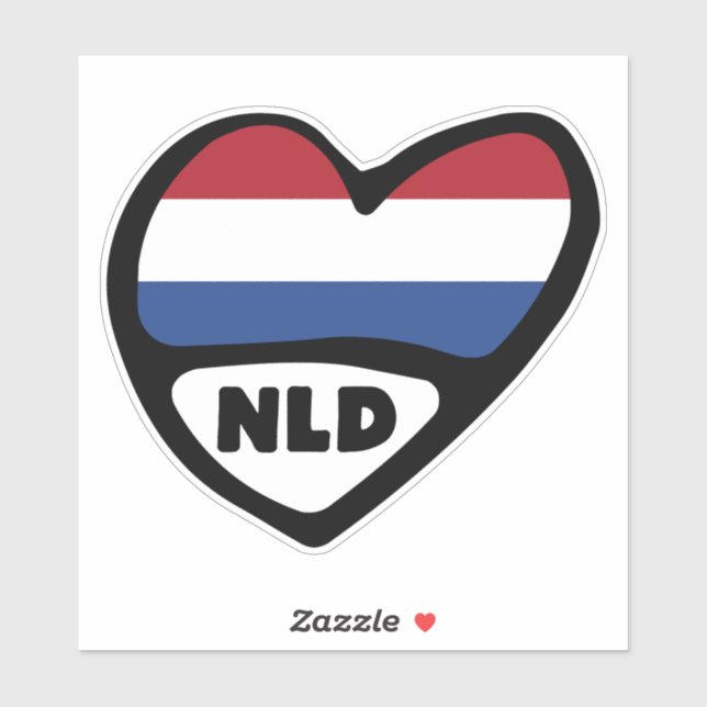 Sticker Code pays Pays-Bas Coeur du drapeau, NLD (Feuille)