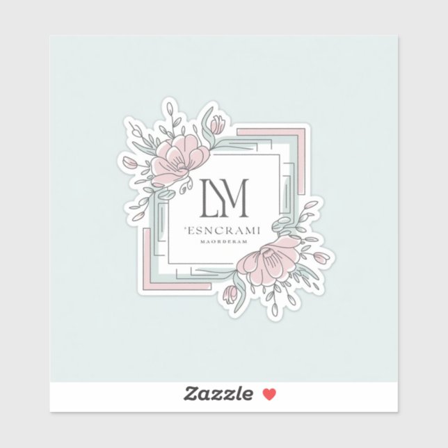 Sticker Code QR botanique vintage Carré professionnel pers (Feuille)