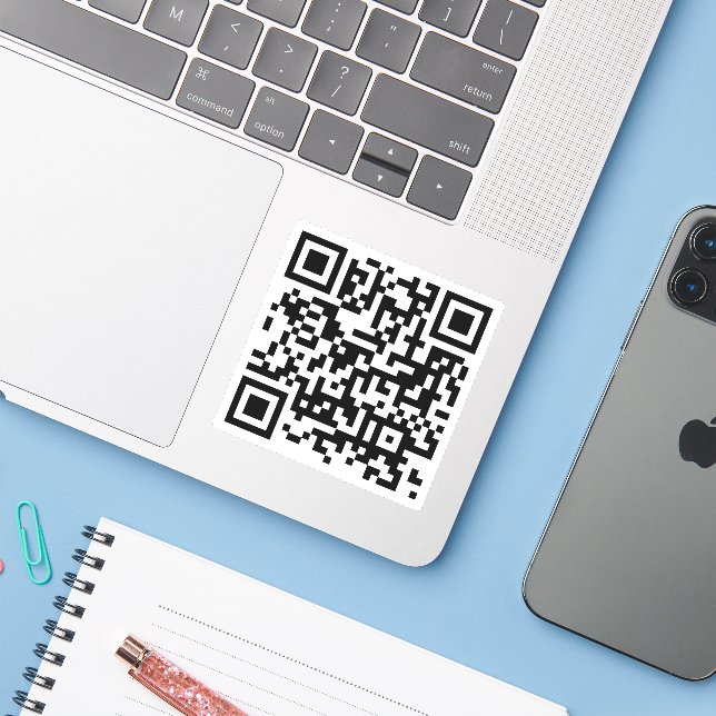 Sticker Code QR customisé (Ordinateur portable avec iPhone)